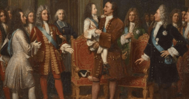 10 mai 1717 Louis XV et Pierre le Grand à l'hôtel de Lesdiguières, huile sur toile par Louise Marie Jeanne Hersent en 1838, musée national du château de Versailles.