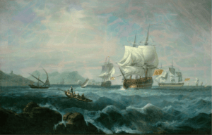 Vaisseaux espagnols au large de Gibraltar, par Michaelsen, XVIIIème siècle