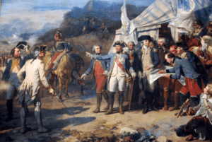 Washington, Rochambeau et la Fayette à Yorktown par Auguste Couder, Musée Château de Versailles.