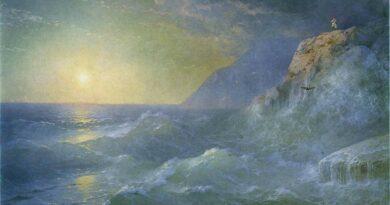 Napoléon à Sainte Hélène vu en Prométhée enchainé à son rocher au milieu de l’océan par le peintre russe Ivan Aïvazovski en 1897