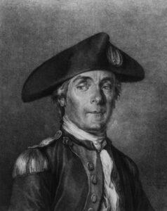 Portrait du Capitaine Paul Jones par le dessinateur et graveur français Moreau le Jeune en 1780