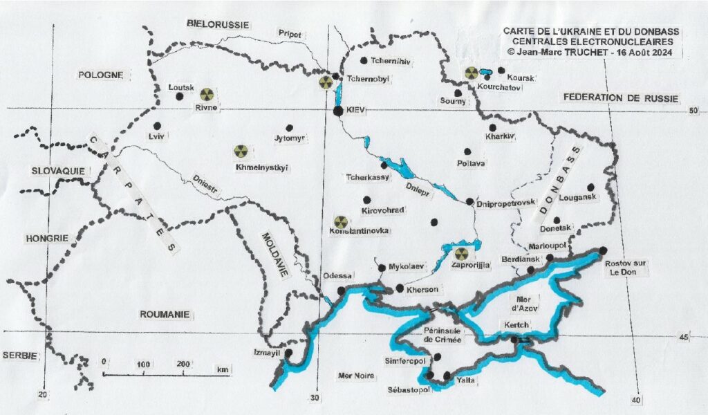 carte des centrales nucléaires d'Ukraine