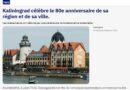 Kaliningrad inaugure un mois de festivités à l’occasion du 80e anniversaire de la région et de la ville kaliningrad anniversaire
